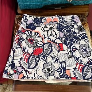 Express Blue and White Skater Mini Skirt